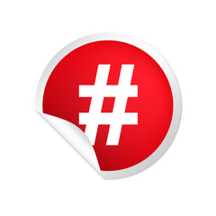 runder Sticker rot Hashtag bold