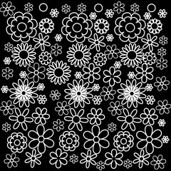 Flowers isolated on black background. Vector illustration.