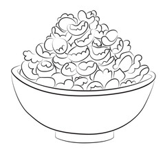 Cartoon image of bowl of cereal. An artistic freehand picture.