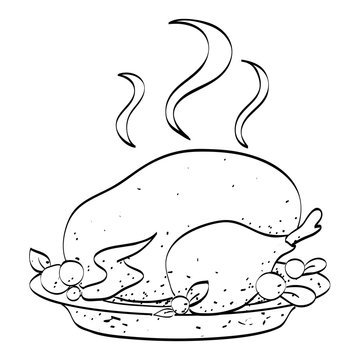 Cartoon image of cooked turkey. An artistic freehand picture.