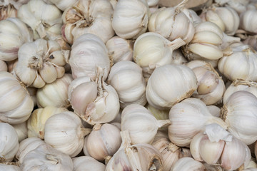 garlics in close up view from market street