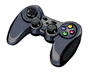 Cartoon image of joystick. An artistic freehand picture. © lkeskinen