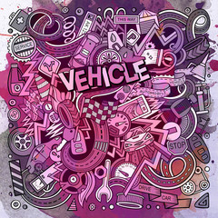 Naklejka premium Cartoon cute doodles Autumotive illustration