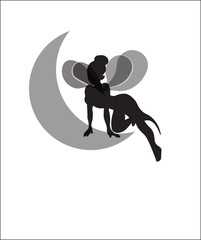 fairy and moon silhouette