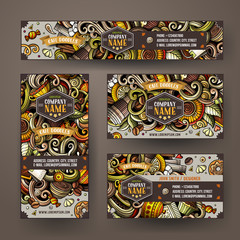 Corporate Identity set with doodles hand drawn Cafe theme