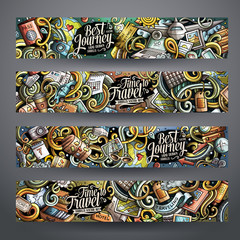 Cartoon cute doodles travel banners