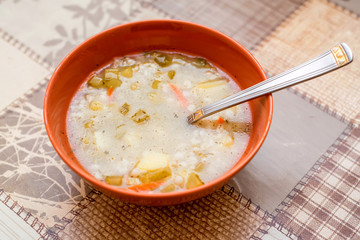 Rassolnik traditional Russian soup