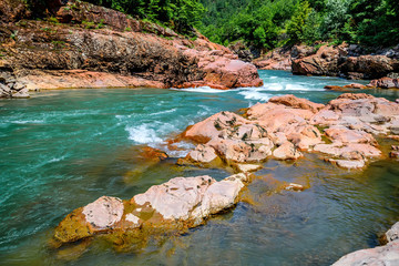 Naklejka premium Summer landscape with mountain river