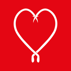 Angelhaken - Herz - Symbol - Rot - Weiß