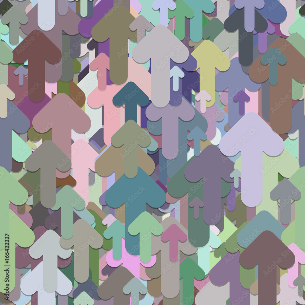 Poster seamless arrow background pattern - vector graphic design from rounded forward arrows with shadow ef