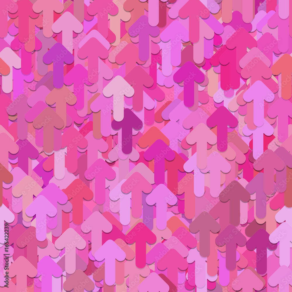 Poster seamless random arrow pattern background - vector graphic design from rounded arrows in pink tones w