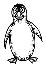 Cartoon image of penguin. An artistic freehand picture.