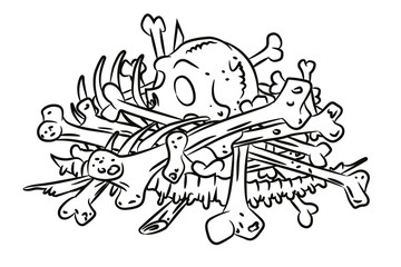 Obraz premium Cartoon image of pile of bones. An artistic freehand picture.