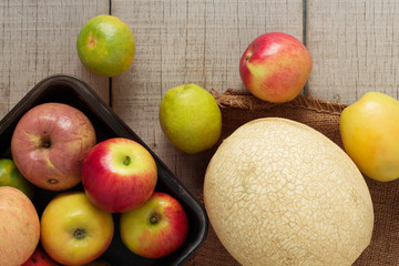 fruits with top view.