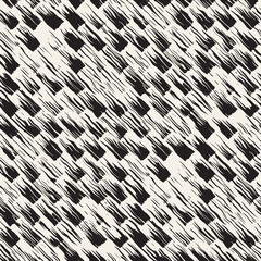 Vector seamless pattern with brush stripes and strokes. Black and white background with ink elements. Hand painted grunge texture.