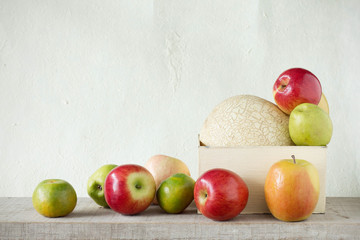 fruits with wall background.