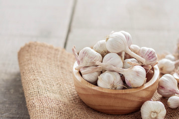 Garlic on table.