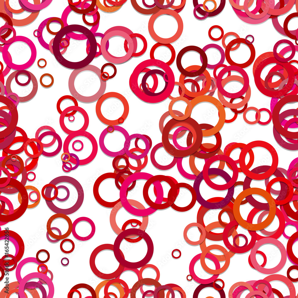 Poster seamless circle pattern background - vector illustration from rings in red tones with shadow effect