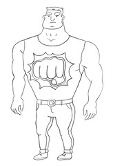 Fototapeta na wymiar Cartoon image of tough man. An artistic freehand picture.