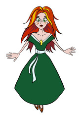 Cartoon image of vampire girl. An artistic freehand picture.