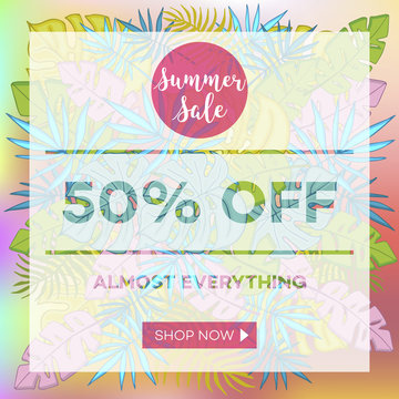 Summer sale background with tropical palm leaves_22