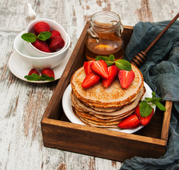 Pancakes with strawberries