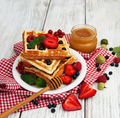 waffles with fresh berries