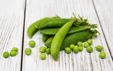 green peas on a table