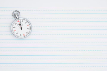 Retro lined paper with a stopwatch