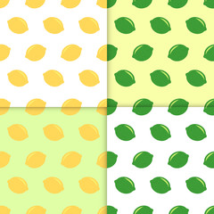 Seamless pattern with lemons and limes. Doodle wallpaper . Colorful seamless pattern with fresh fruits collection. Decorative illustration, good for printing