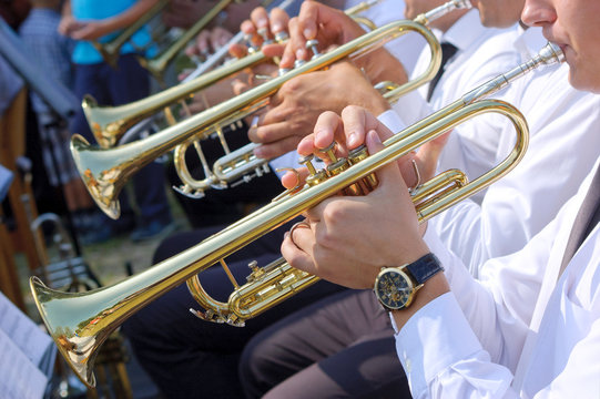 Trumpets in street orchestra