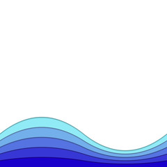 Background template from curved layers in blue tones - vector brochure graphic with shadow effect for spa concept