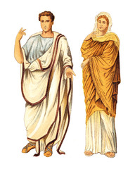 Ancient roman man and woman (Ancient Rome) - vintage illustration