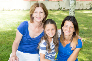 lovely family of three generation girl with mother daughter and grandmother
