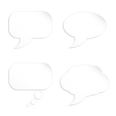 Blank cartoon bubble speech set as paper cut concept on white background
