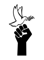 Menace to Peace. Concept sign for peace negotiations, the choice between peaceful or violent solution in business or family
