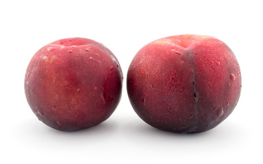 Red peach, isolated on white background