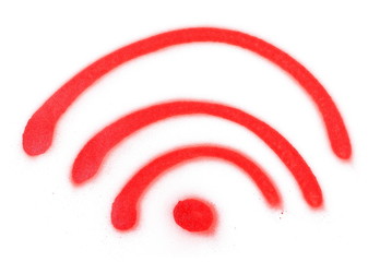  Red spray stain wi-fi signal icon isolated on white background, clipping path