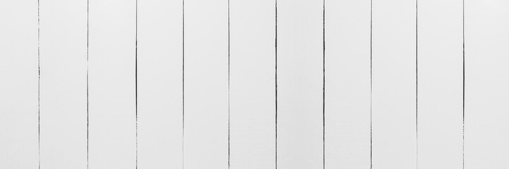 panorama background of white wood  plank wall texture.