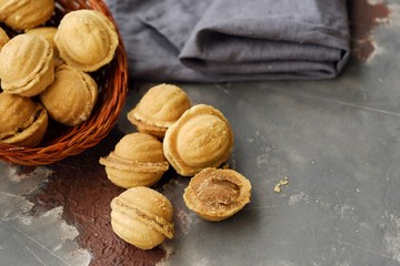 Delicious cookies nuts with condensed milk