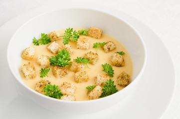 red lentil soup puree with milk and egg yolk