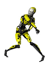 3D Rendering Dancing Robot on White