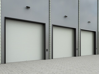 Obraz na płótnie Canvas warehouse exterior with shutter doors