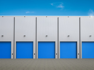 warehouse exterior with shutter doors