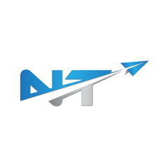 NT initial letter logo origami paper plane