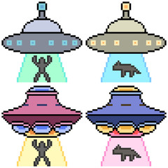 vector pixel art set ufo © Saphatthachat