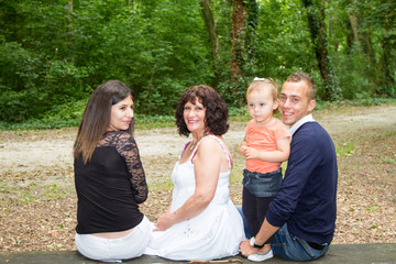 happy family in garden house with grandmother