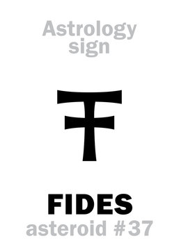 Astrology Alphabet: FIDES, asteroid #37. Hieroglyphics character sign (single symbol).
