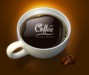 Coffee advertising design. High detailed realistic illustration