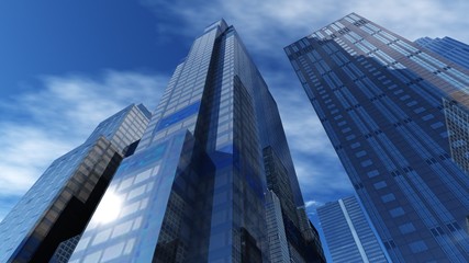 Fototapeta na wymiar Beautiful skyscrapers, view from below, 3d rendering 